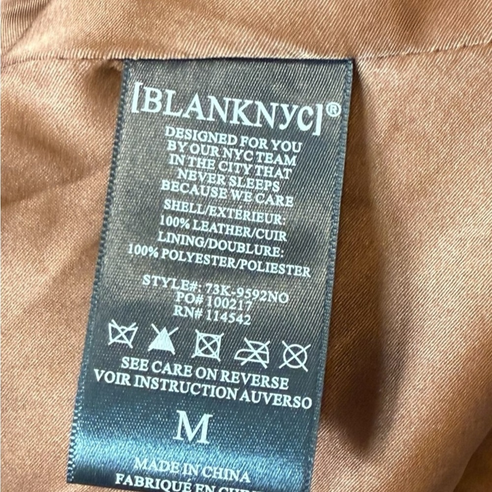 BLANKNYC Suede Moto Jacket Cognac Brown Leather Cropped Biker Medium - Picture 11 of 11